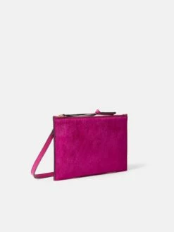 Ivy Calf Hair Cross Body Pouch | Pink -Jigsaw Shop J47934 PI000 STILL 3 1