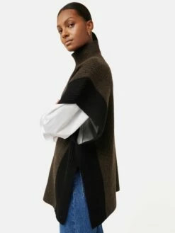 Merino Rib Tabard Poncho | Brown 10 Merino Rib Tabard Poncho | Brown -Jigsaw Shop J47949 BR000 3