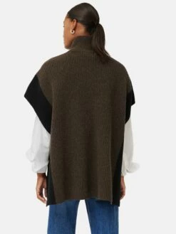 Merino Rib Tabard Poncho | Brown 12 Merino Rib Tabard Poncho | Brown -Jigsaw Shop J47949 BR000 5