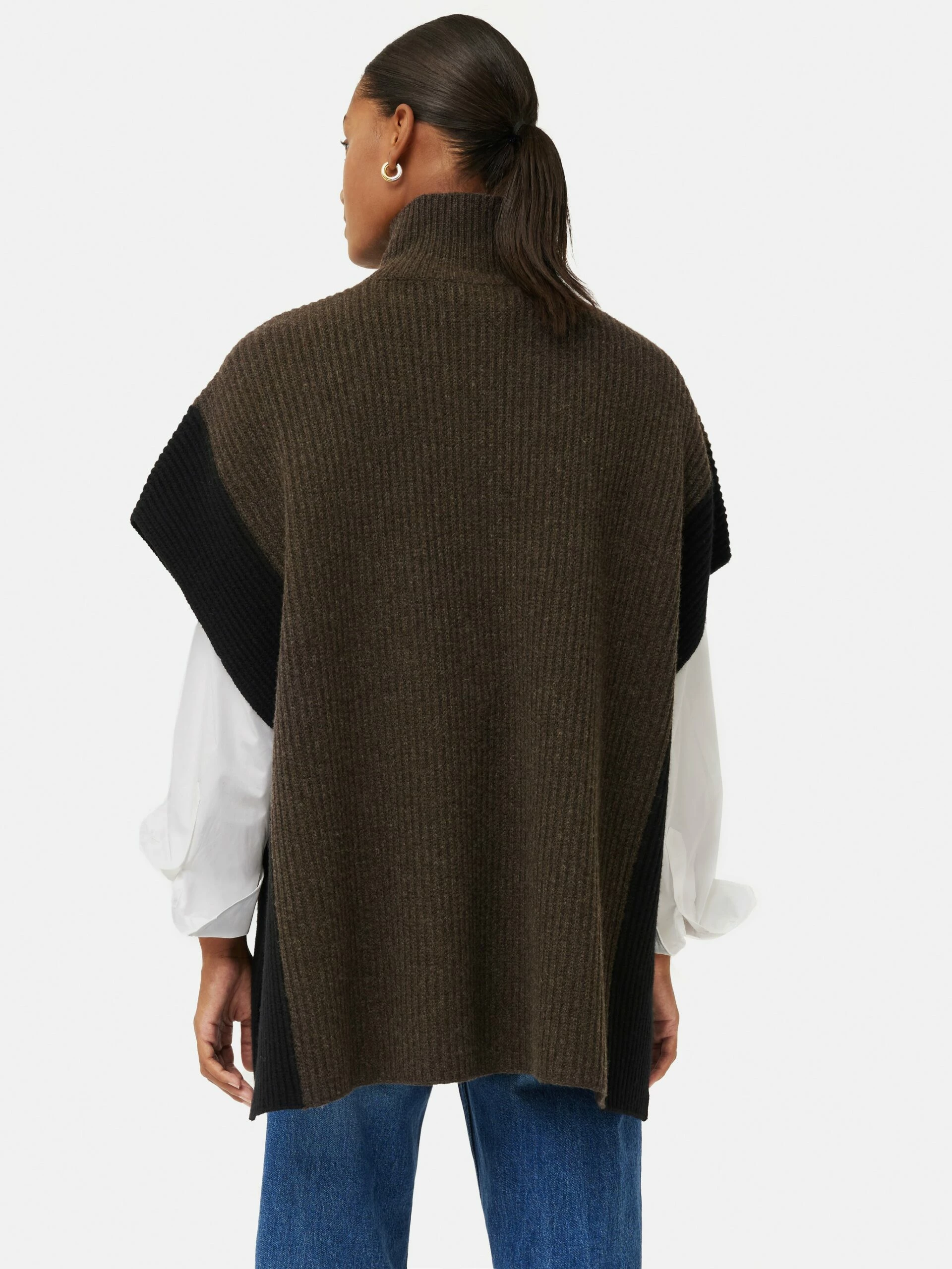 Merino Rib Tabard Poncho | Brown 5 Merino Rib Tabard Poncho | Brown - Image 5