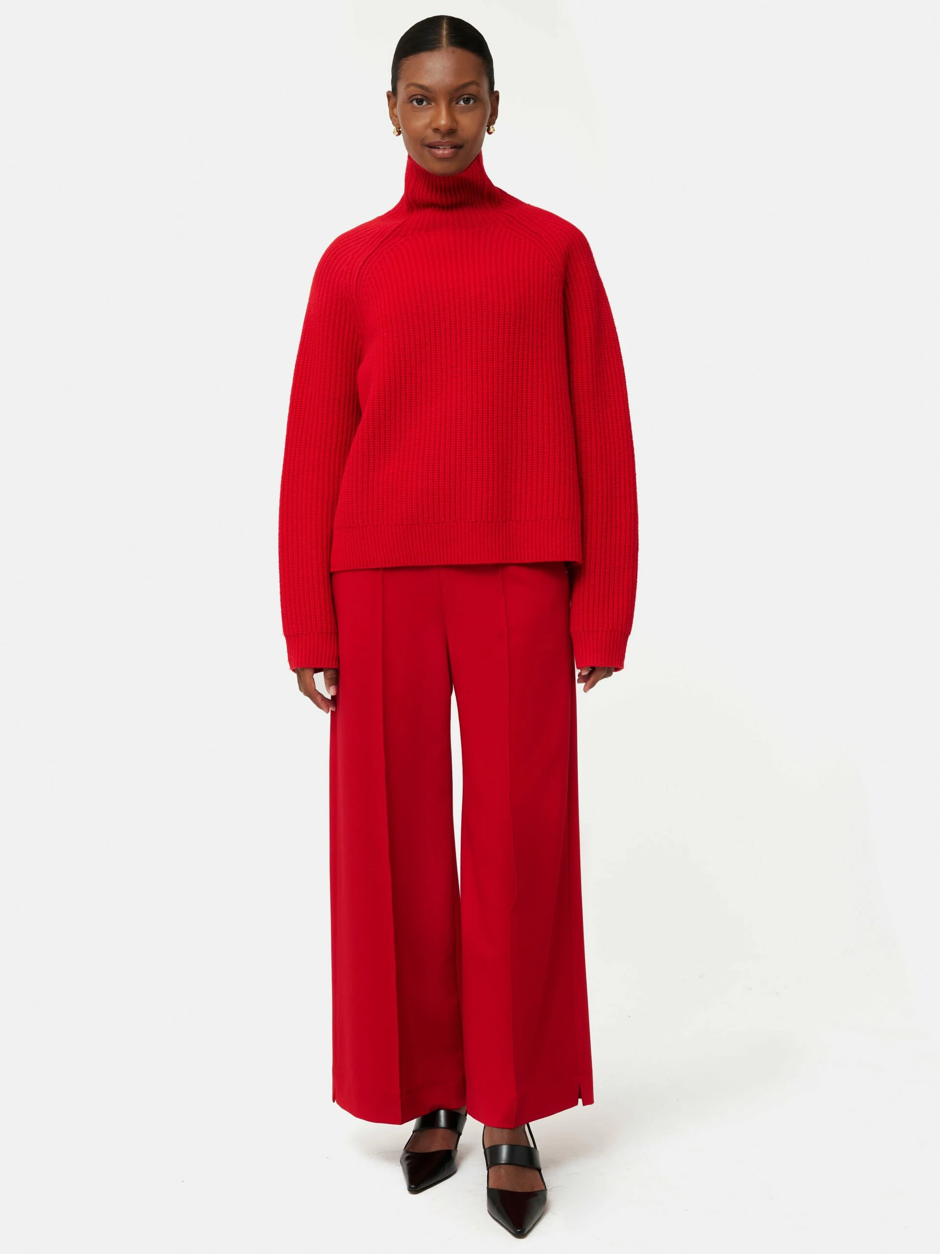 Merino Fishermans Rib Jumper | Red 3 Merino Fishermans Rib Jumper | Red - Image 3