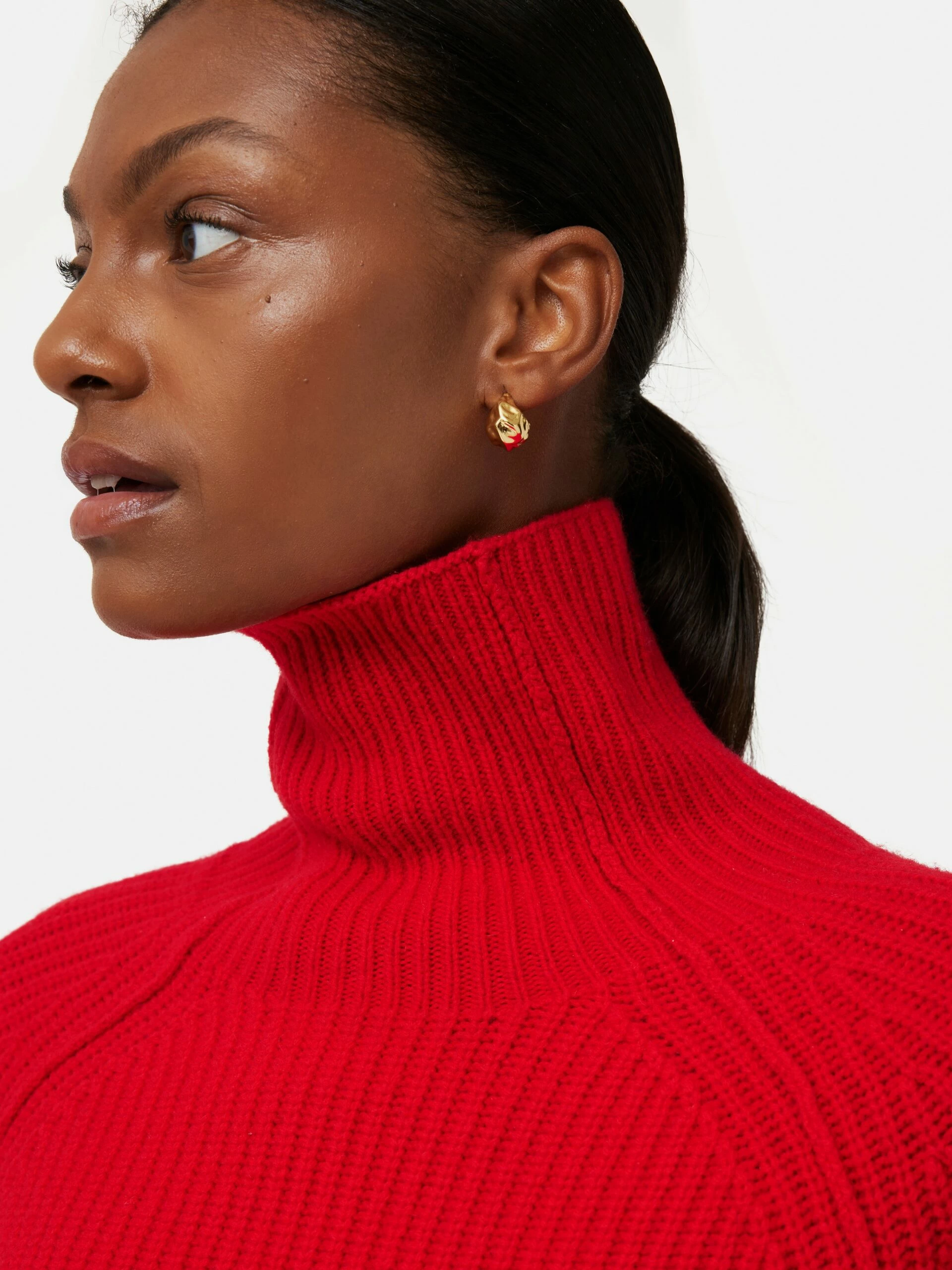 Merino Fishermans Rib Jumper | Red 2 Merino Fishermans Rib Jumper | Red - Image 2