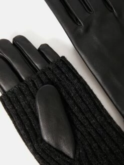 Knitted Leather Gloves | Black 6 Knitted Leather Gloves | Black -Jigsaw Shop J47998 BK000 STILL 1