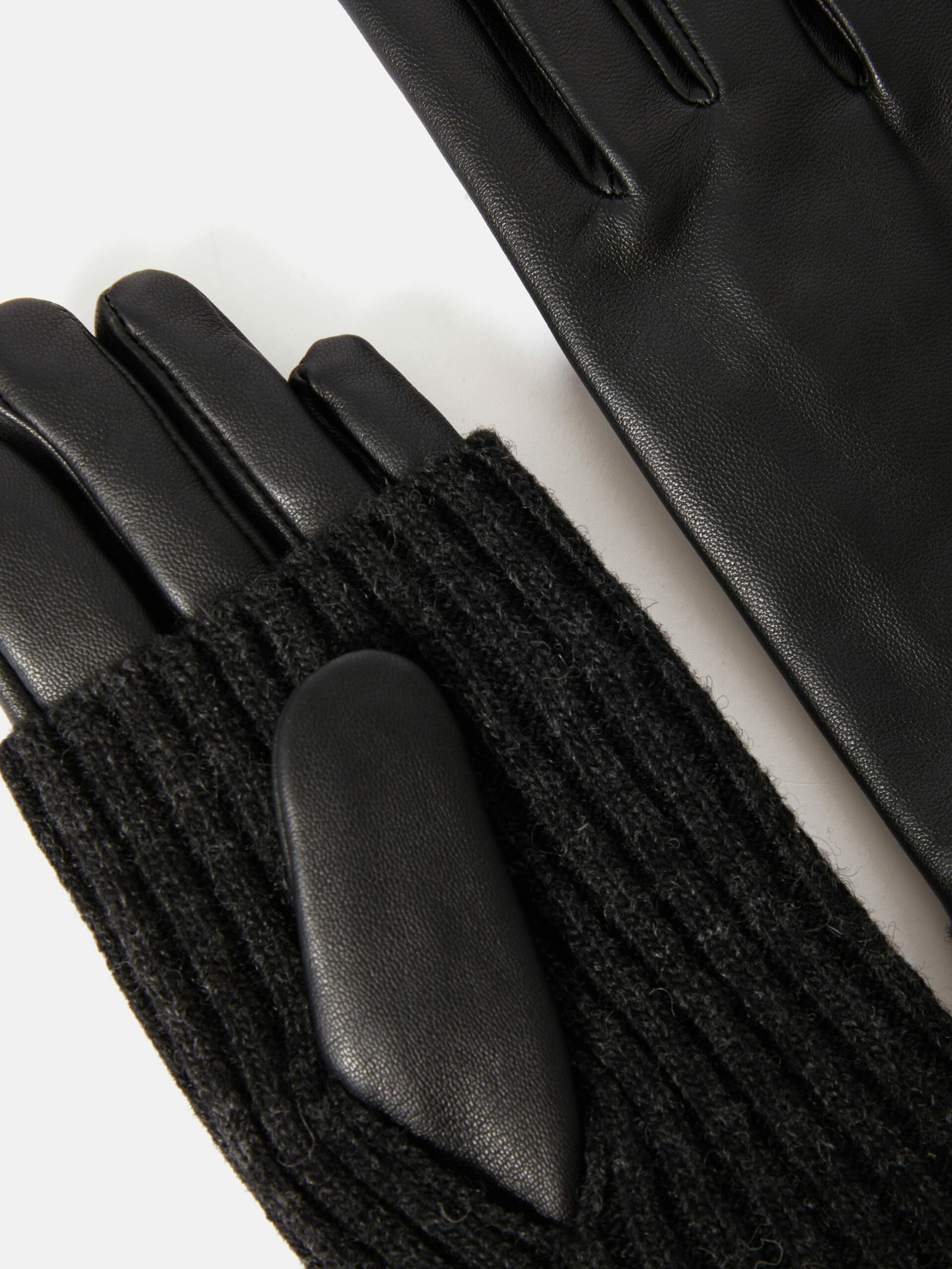 Knitted Leather Gloves | Black 3 Knitted Leather Gloves | Black - Image 3