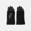 Knitted Leather Gloves | Chocolate