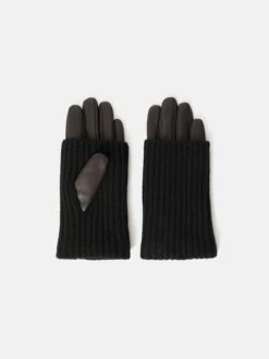 Knitted Leather Gloves | Chocolate