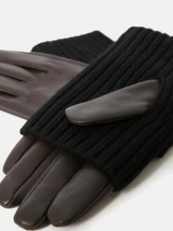 Knitted Leather Gloves | Chocolate -Jigsaw Shop J47998 BR003 STILL 1