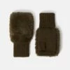 Faux Fur Mittens | Khaki