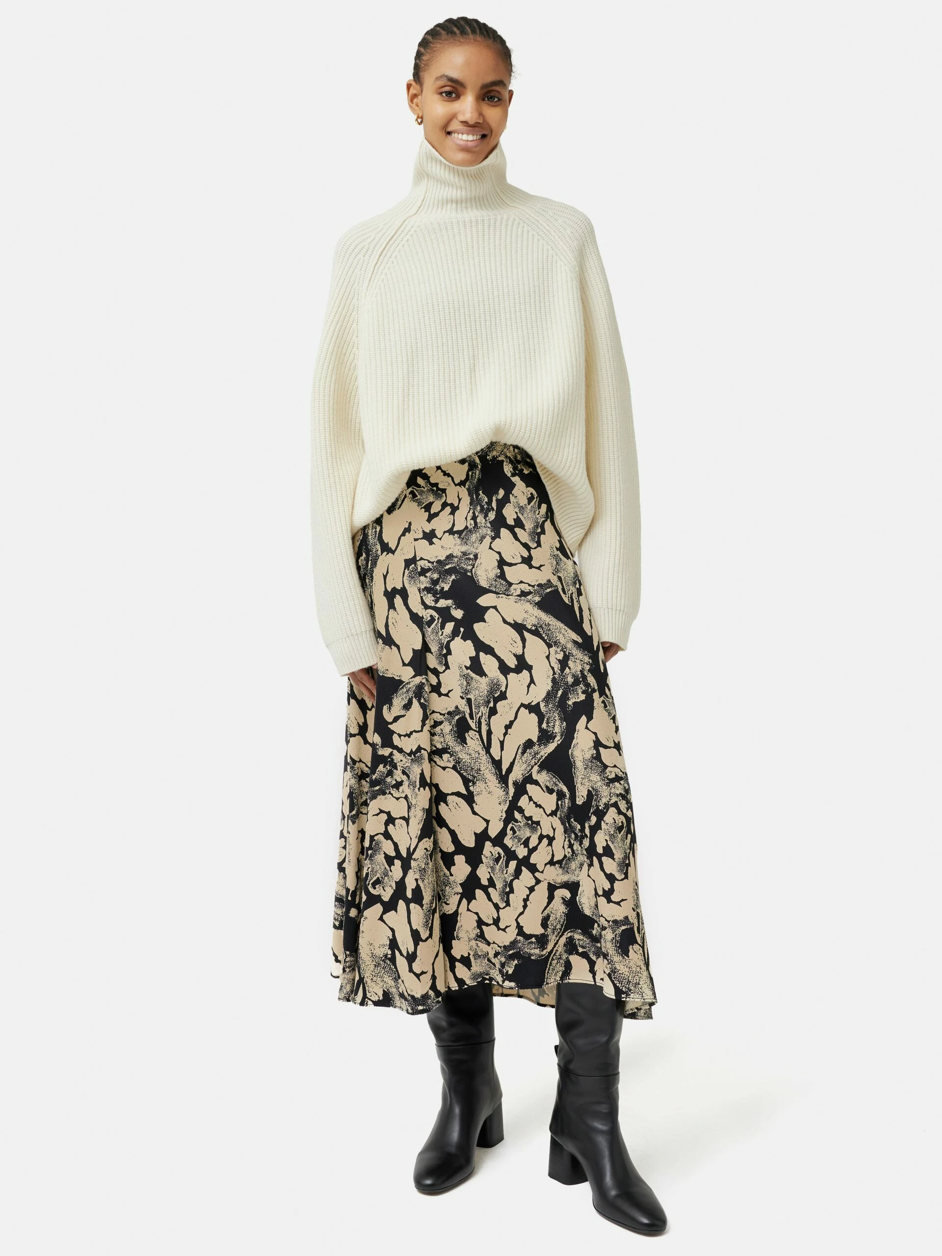 Ink Wave Satin Midi Skirt | Monochrome 3 Ink Wave Satin Midi Skirt | Monochrome - Image 3