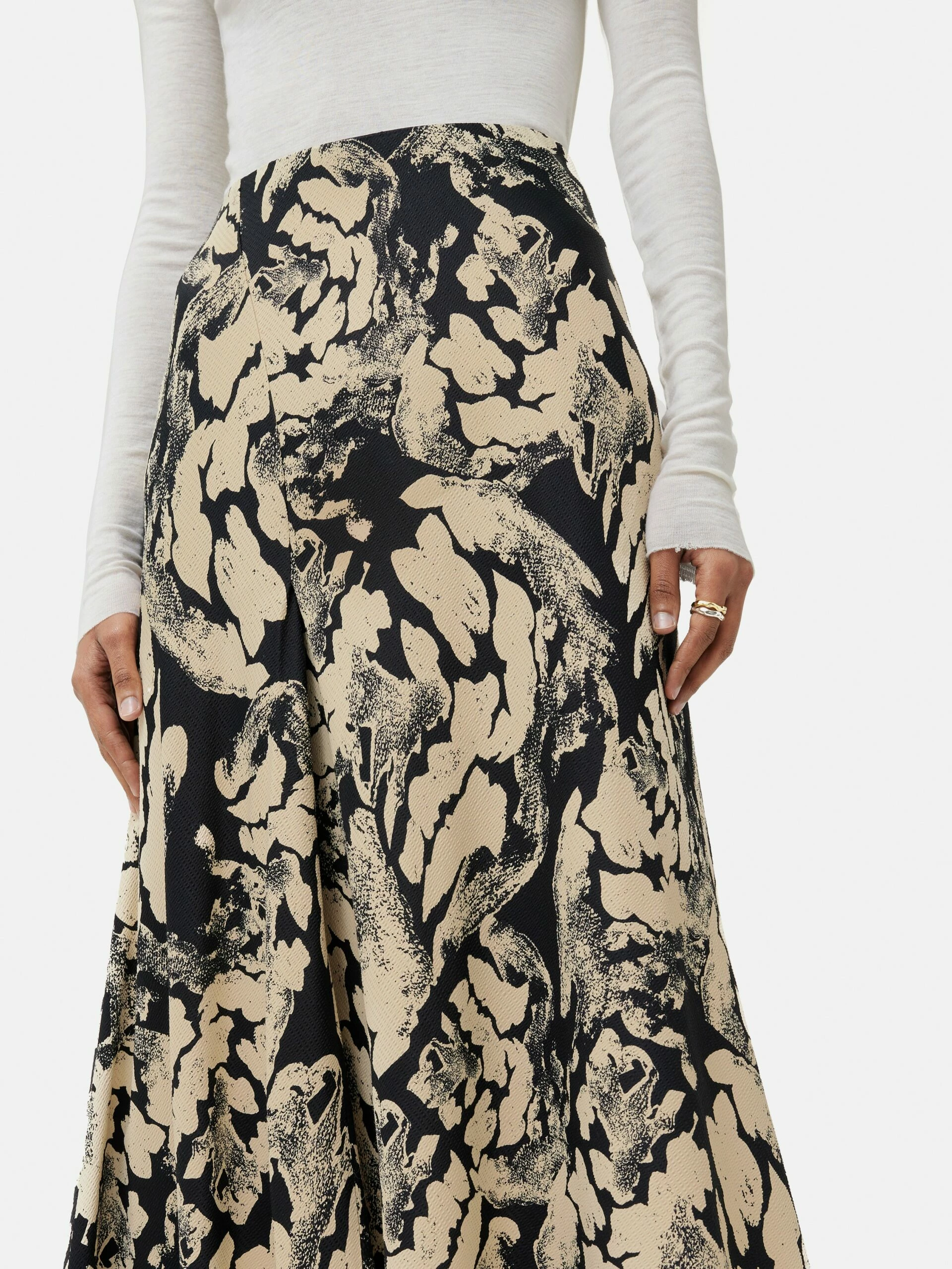 Ink Wave Satin Midi Skirt | Monochrome 2 Ink Wave Satin Midi Skirt | Monochrome - Image 2