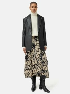 Ink Wave Satin Midi Skirt | Monochrome 9 Ink Wave Satin Midi Skirt | Monochrome -Jigsaw Shop J48007 BK008 4