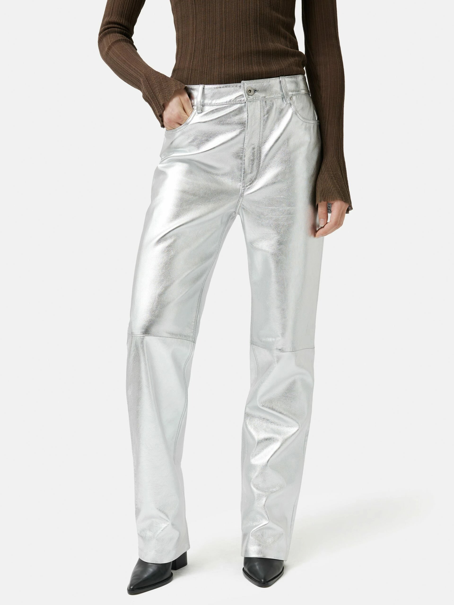 Leather Regent Jean | Silver 1 Leather Regent Jean | Silver