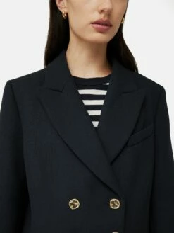 Military Gold Button Jacket | Navy 9 Military Gold Button Jacket | Navy -Jigsaw Shop J48027 BL010 6