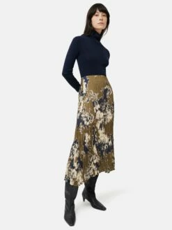 Glitched Ikat Crinkled Skirt | Green 10 Glitched Ikat Crinkled Skirt | Green -Jigsaw Shop J48039 GN000 3