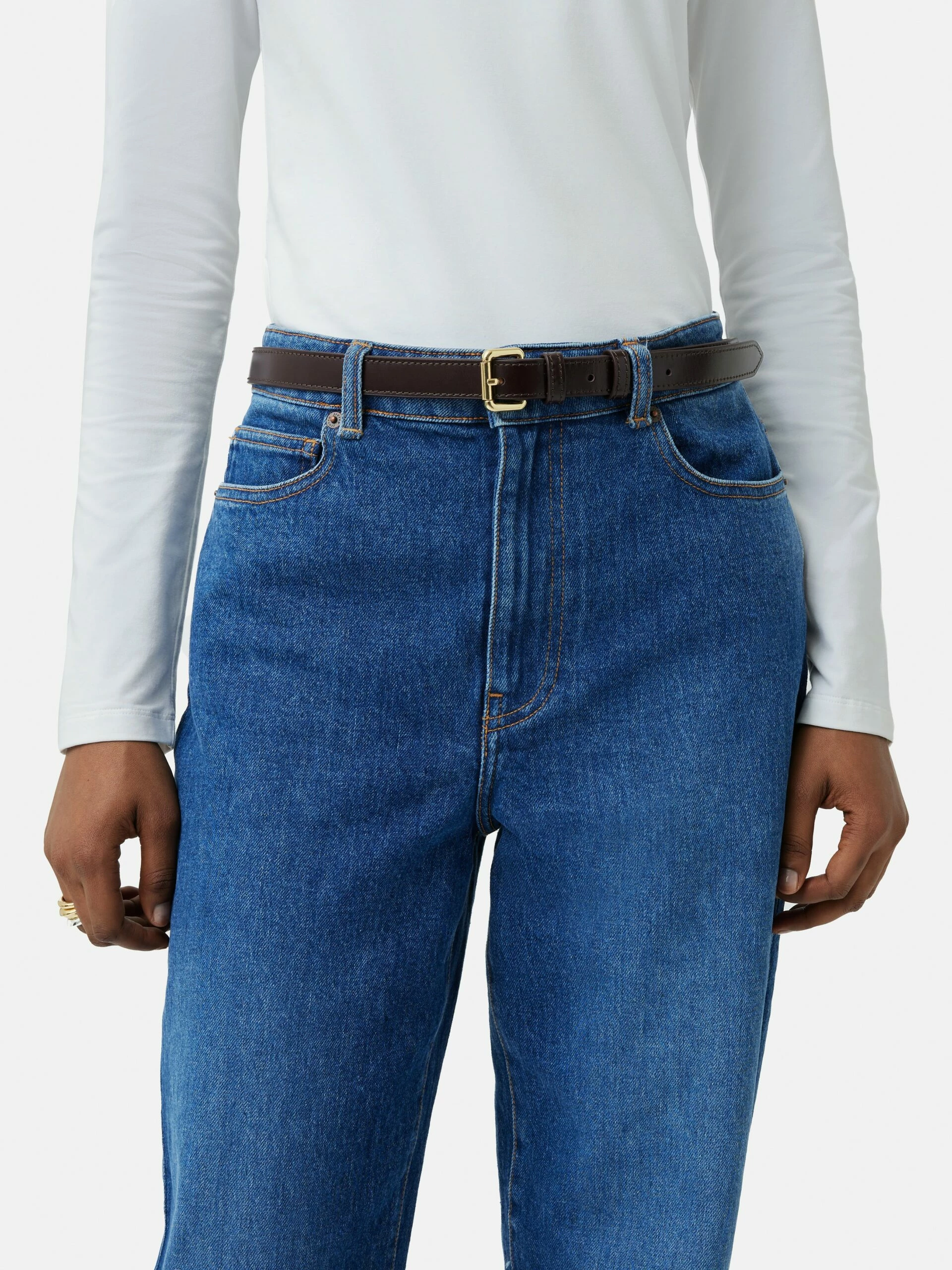 Skinny Leather Belt | Conker 2 Skinny Leather Belt | Conker - Image 2