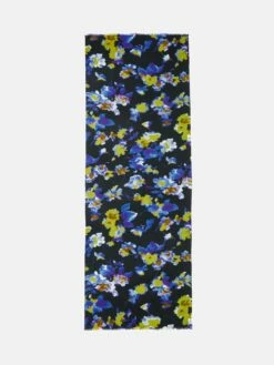Haze Floral Wool Silk Scarf | Blue -Jigsaw Shop J48082 BL000 STILL 4