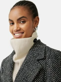 Wool Cashmere Blend Button Rib Snood | Cream -Jigsaw Shop J48086 CR000 7