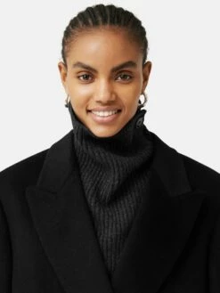 Wool Cashmere Blend Button Rib Snood | Grey -Jigsaw Shop J48086 GY000 8