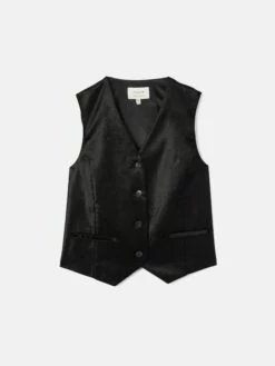 Velvet Tailored Waistcoat | Black -Jigsaw Shop J48096 BK000 STILL