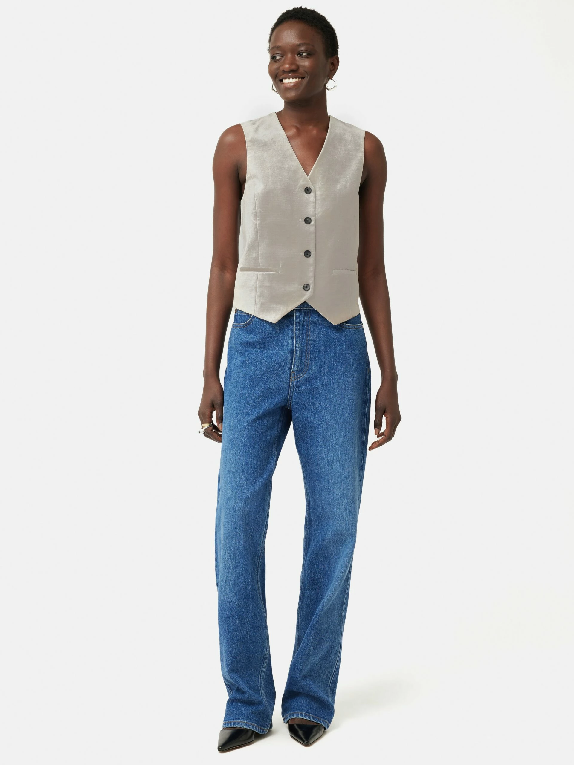 Velvet Tailored Waistcoat | Grey 2 Velvet Tailored Waistcoat | Grey - Image 2