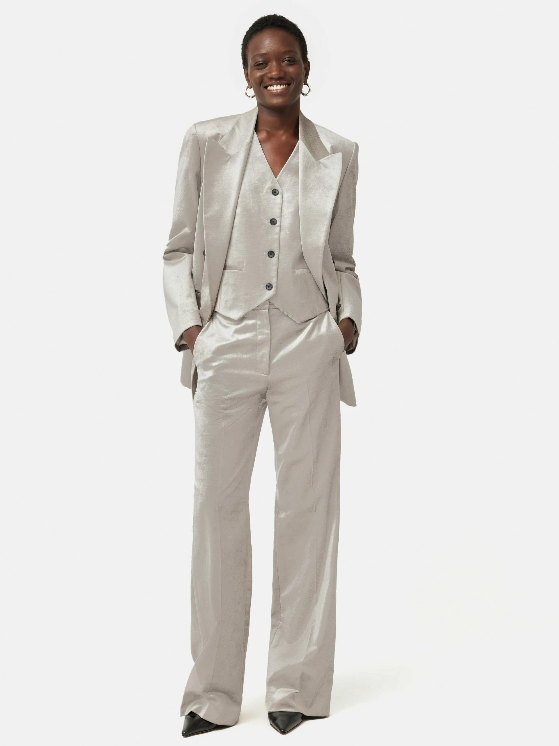 Velvet Tailored Waistcoat | Grey 3 Velvet Tailored Waistcoat | Grey - Image 3