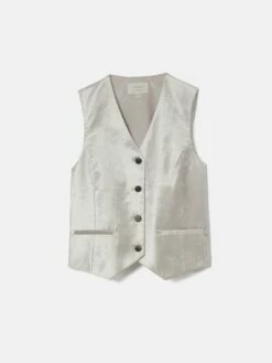 Velvet Tailored Waistcoat | Grey 12 Velvet Tailored Waistcoat | Grey -Jigsaw Shop J48096 GY000 STILL 10