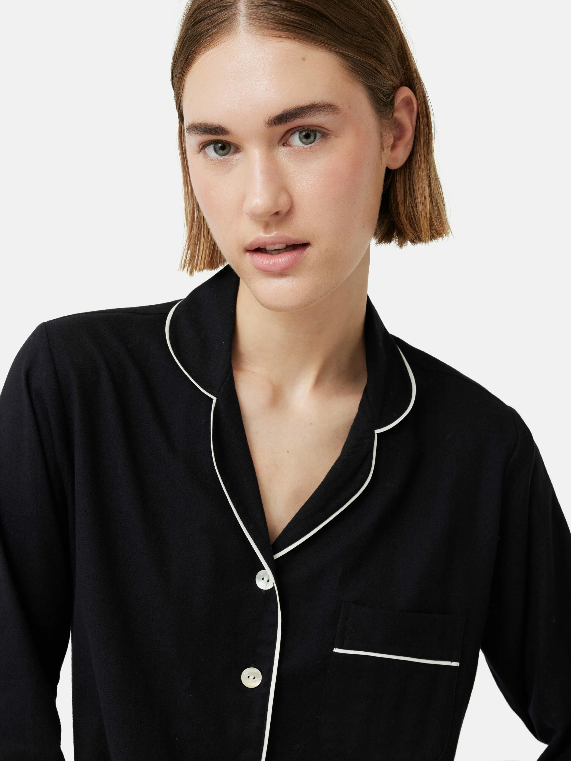 Lightweight Herringbone Pyjama | Navy 2 Lightweight Herringbone Pyjama | Navy - Image 2