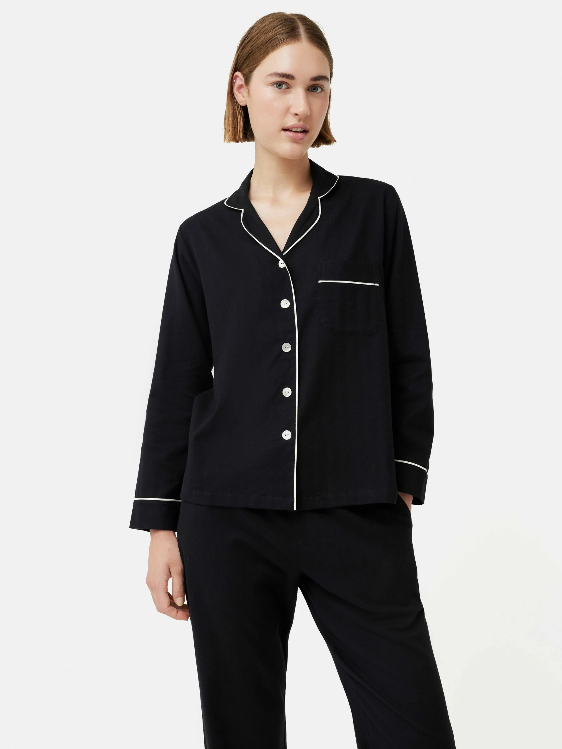 Lightweight Herringbone Pyjama | Navy 3 Lightweight Herringbone Pyjama | Navy - Image 3