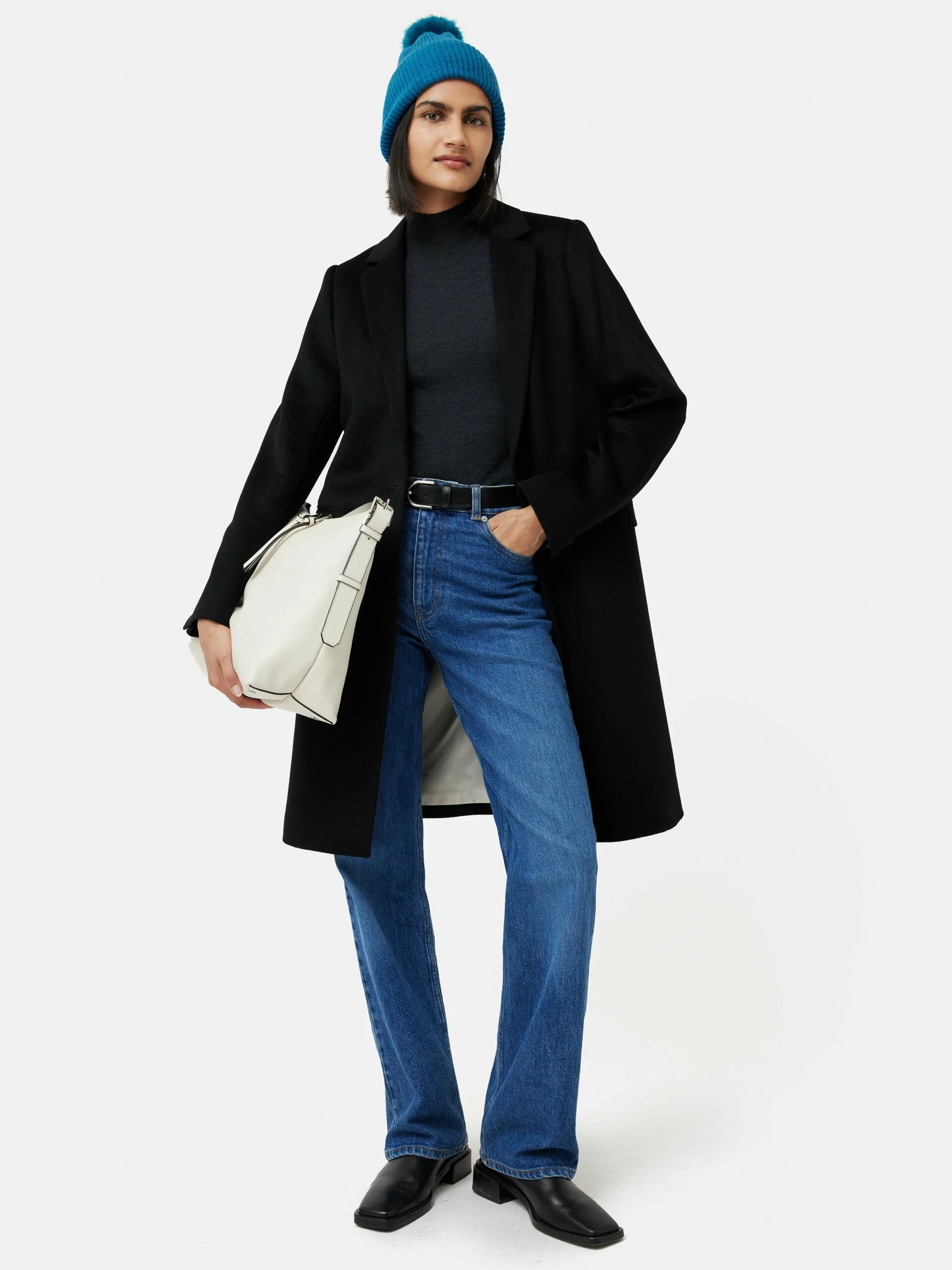 Faux Fur Pom Hat | Blue 3 Faux Fur Pom Hat | Blue - Image 3