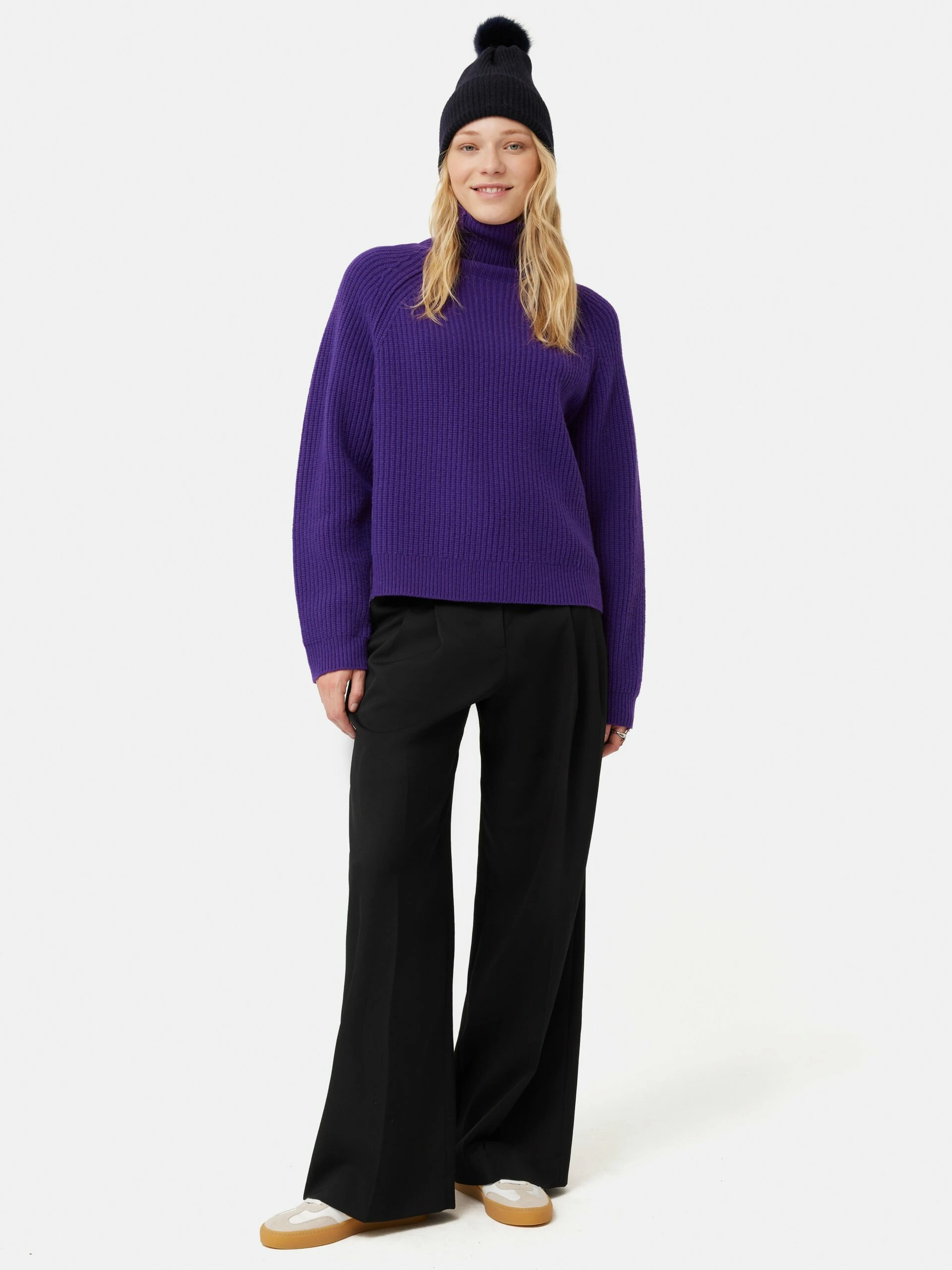 Faux Fur Pom Hat | Navy 2 Faux Fur Pom Hat | Navy - Image 2