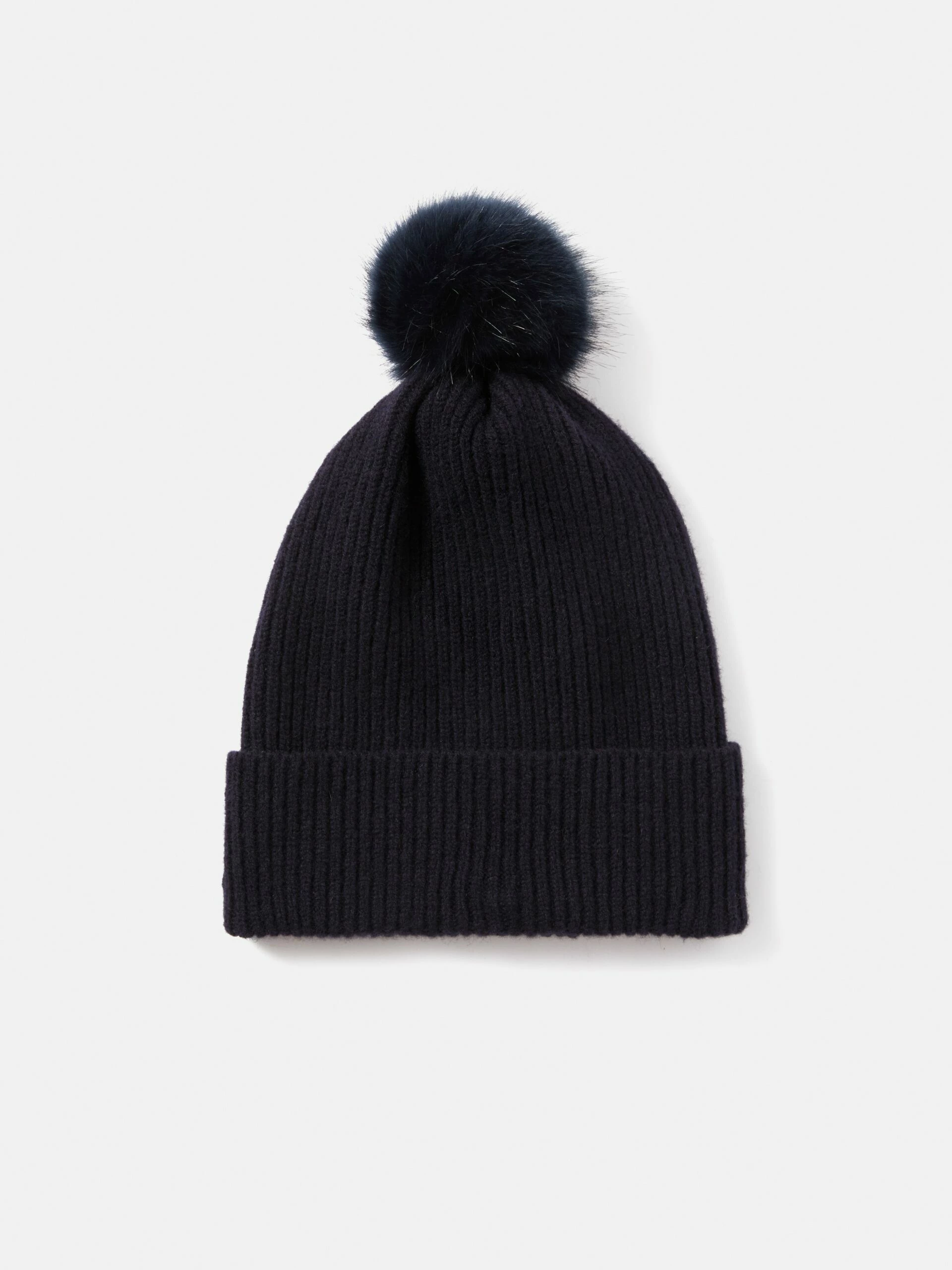 Faux Fur Pom Hat | Navy 1 Faux Fur Pom Hat | Navy