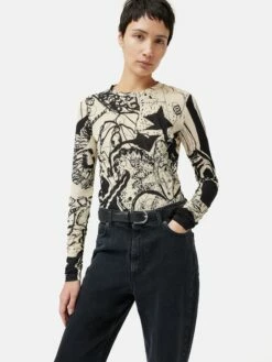 Kings & Queens Long Sleeve Top | Monochrome