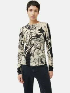 Kings & Queens Long Sleeve Top | Monochrome -Jigsaw Shop J48132 BK008 8