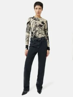 Kings & Queens Long Sleeve Top | Monochrome -Jigsaw Shop J48132 BK008 9