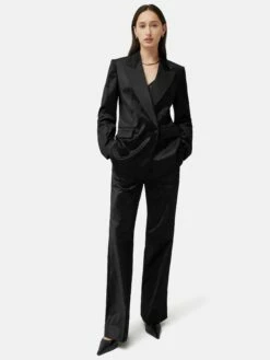 Velvet Trim Blazer | Black 10 Velvet Trim Blazer | Black -Jigsaw Shop J48182 BK000 0