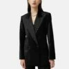 Velvet Trim Blazer | Black
