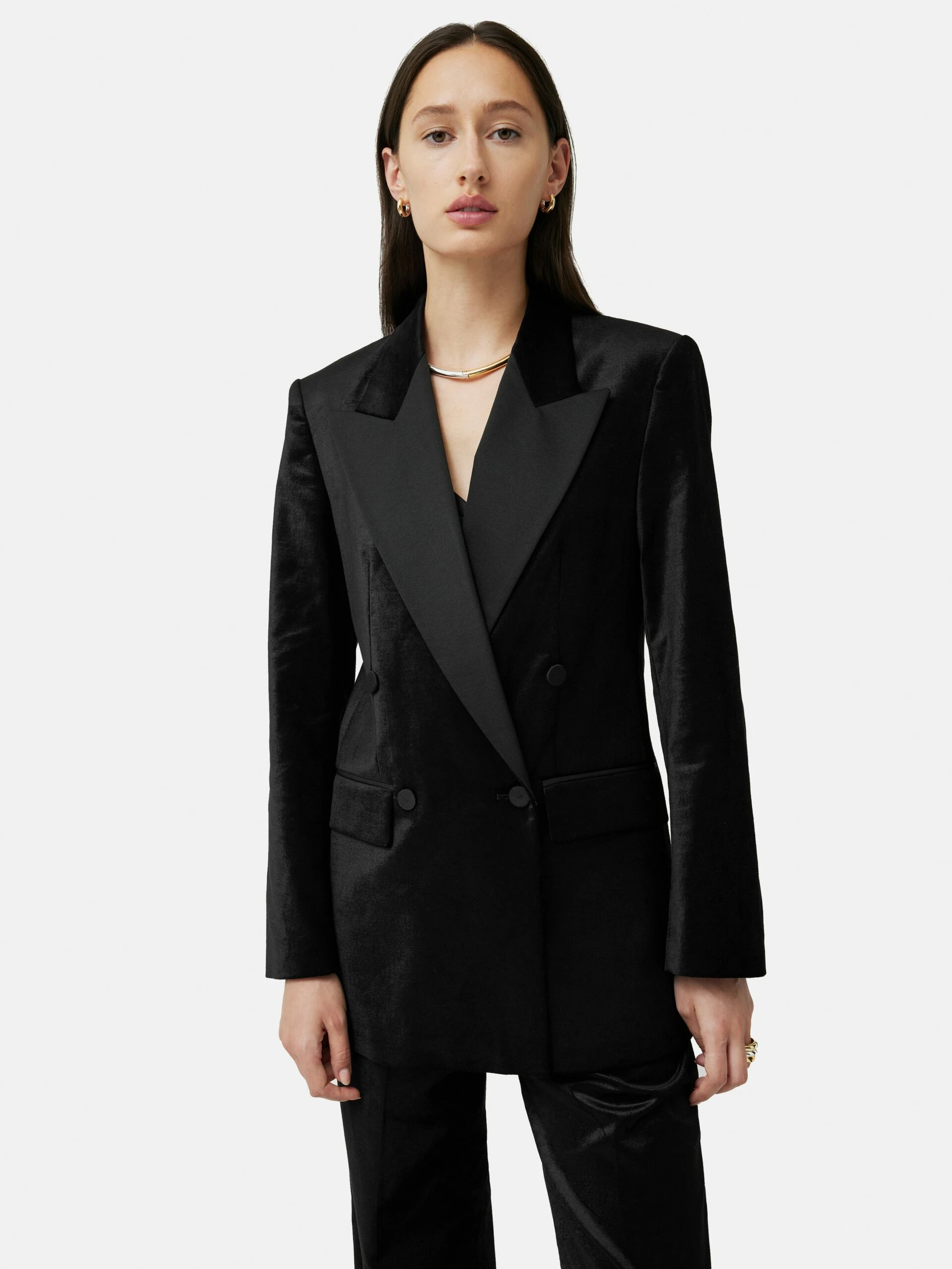 Velvet Trim Blazer | Black 1 Velvet Trim Blazer | Black