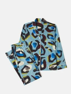 Leopard Eyelash Pyjama | Blue -Jigsaw Shop J48185 BL000 STILL