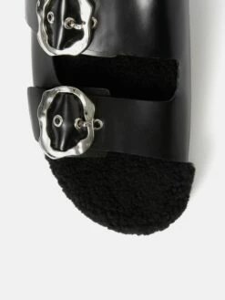 Shearling Sandal | Black 15 Shearling Sandal | Black -Jigsaw Shop J48195 BK000 STILL 1 1