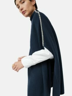 Blanket Stitch Poncho | Navy -Jigsaw Shop J48300 BL010 4