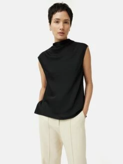 Satin Cowl Neck Top | Black 14 Satin Cowl Neck Top | Black -Jigsaw Shop J48342 BK000 8