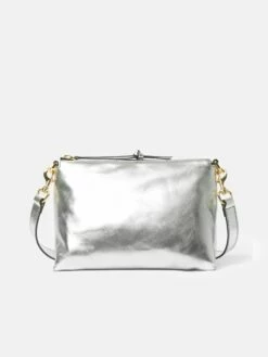 Ava Leather Crossbody | Silver