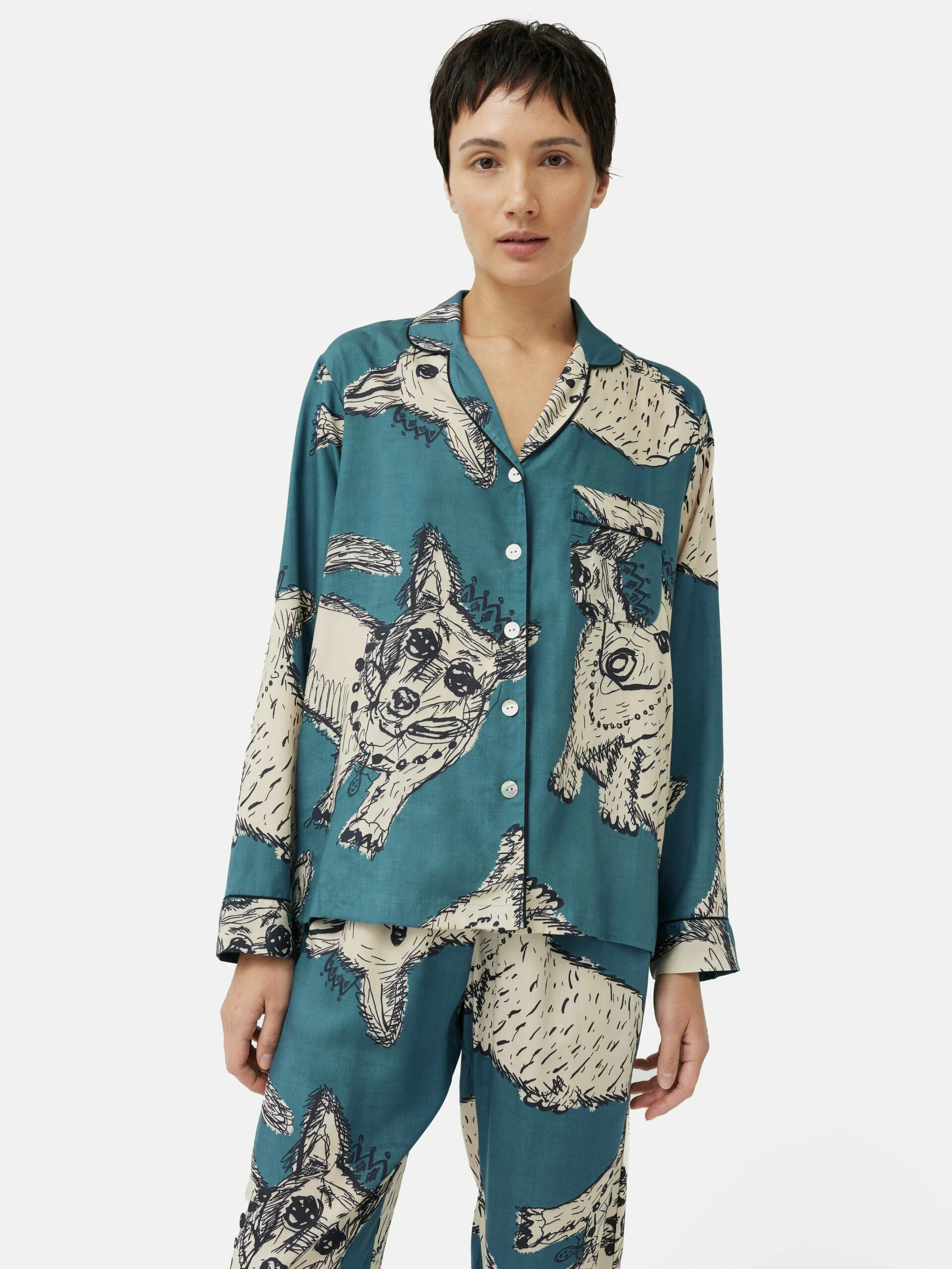 Corgi Modal Pyjama | Blue 3 Corgi Modal Pyjama | Blue - Image 3