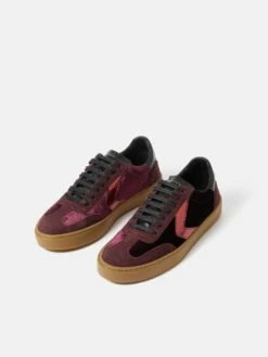 Portland Velvet Trainer | Burgundy -Jigsaw Shop J48518 RE004 STILL 3