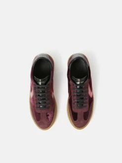 Portland Velvet Trainer | Burgundy -Jigsaw Shop J48518 RE004 STILL 4
