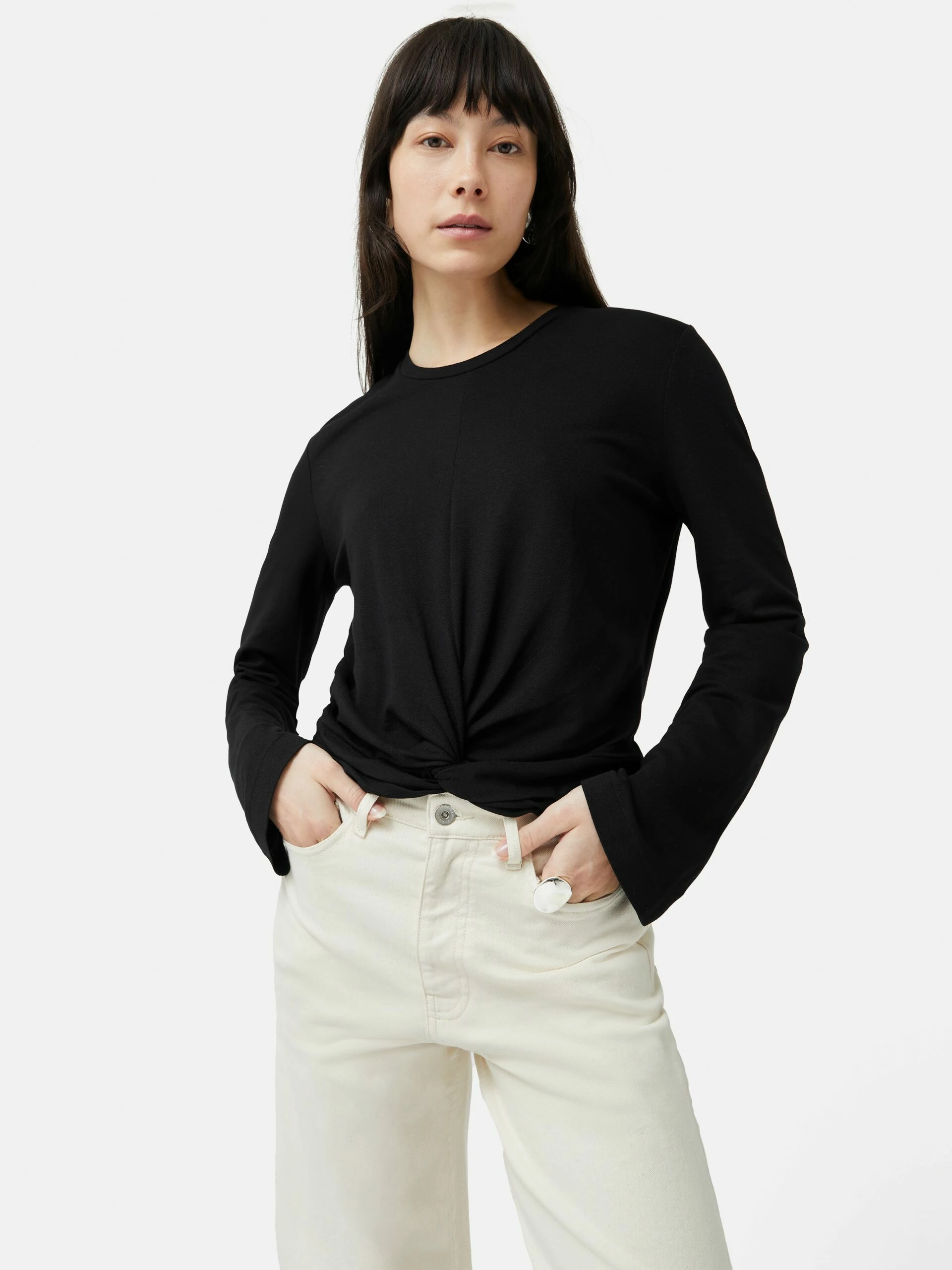 Knotted Front Long Sleeve Top | Black 1 Knotted Front Long Sleeve Top | Black