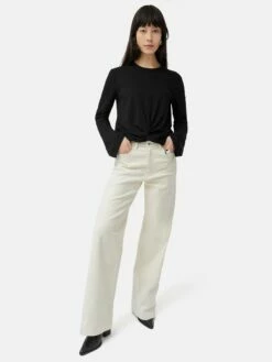 Knotted Front Long Sleeve Top | Black 11 Knotted Front Long Sleeve Top | Black -Jigsaw Shop J48520 BK000 3