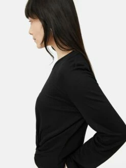 Knotted Front Long Sleeve Top | Black 12 Knotted Front Long Sleeve Top | Black -Jigsaw Shop J48520 BK000 4