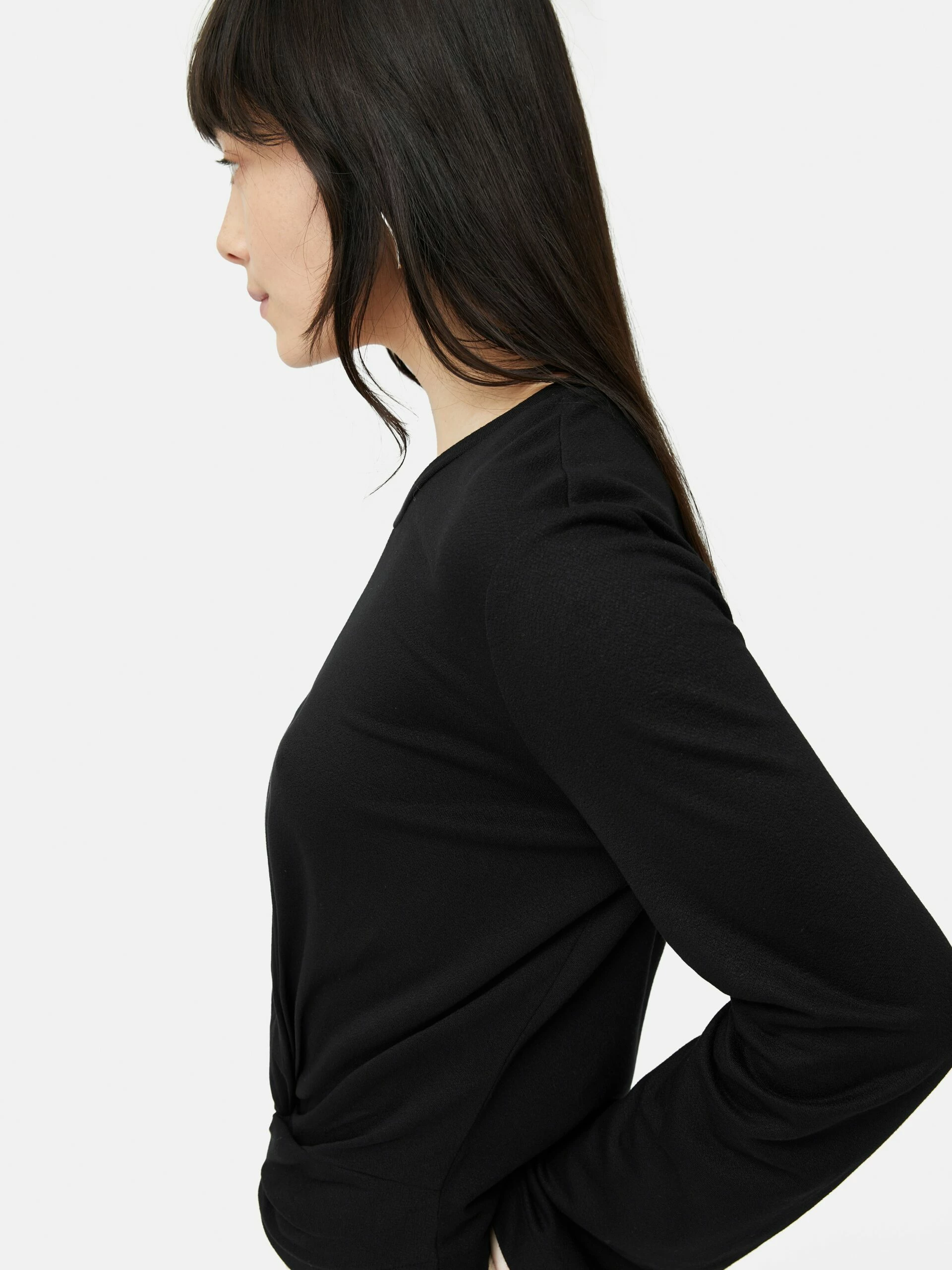 Knotted Front Long Sleeve Top | Black 4 Knotted Front Long Sleeve Top | Black - Image 4