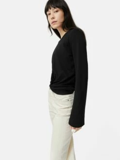 Knotted Front Long Sleeve Top | Black 14 Knotted Front Long Sleeve Top | Black -Jigsaw Shop J48520 BK000 8